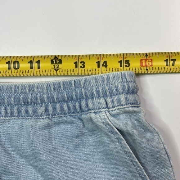 Aerie Chambray Raw Hem Drawstring Stretch Waist Shorts Medium NWT - Picture 5 of 8